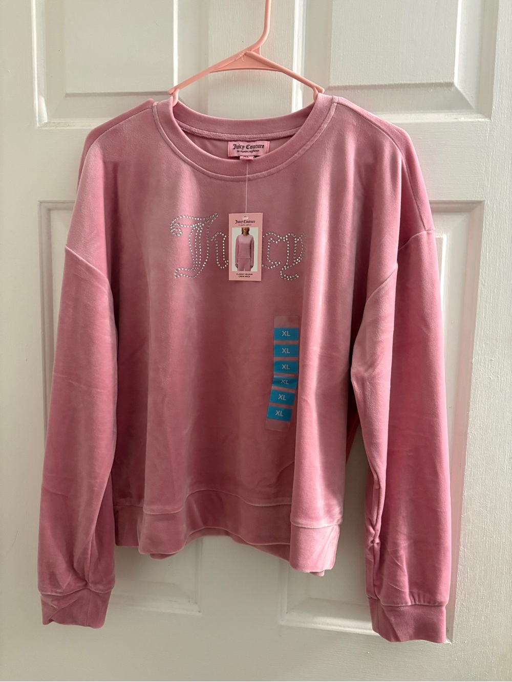 Juicy Couture Pink Velour Rhinestone Logo Pullover